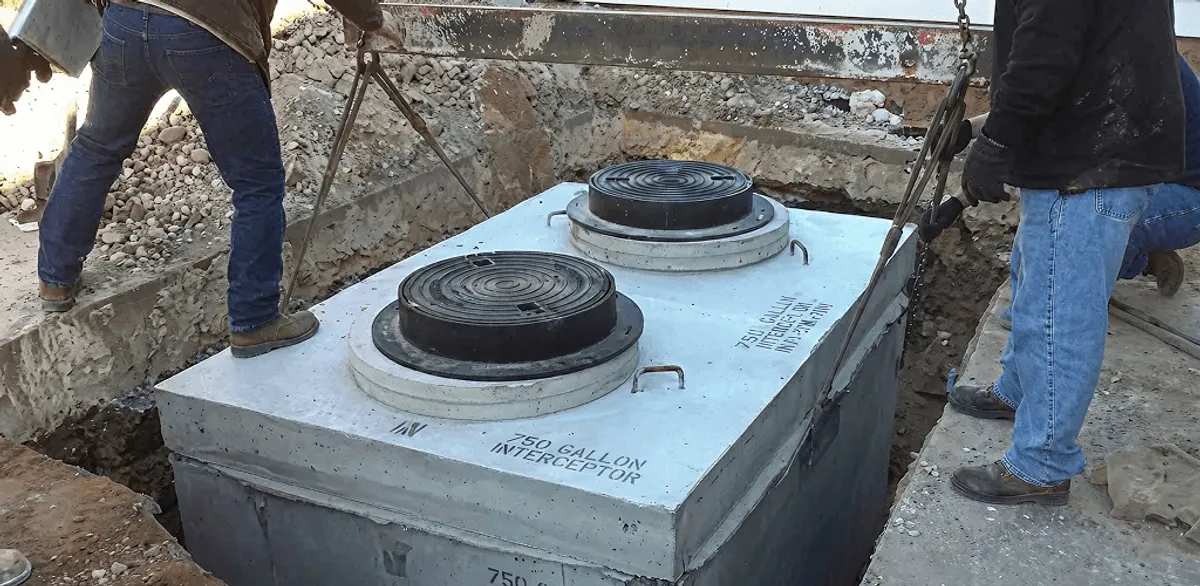 Grease trap installation for a commercial property drainage system in Los Angeles, CA