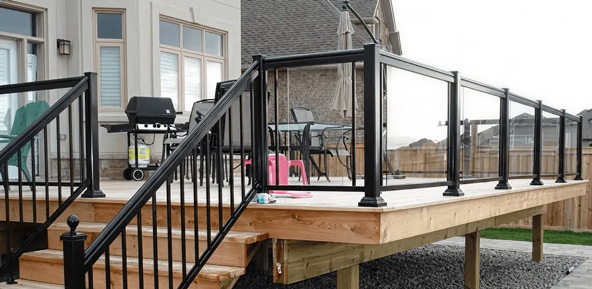 Handrail installation on a deck staircase for safety and code compliance in Los Angeles, CA
