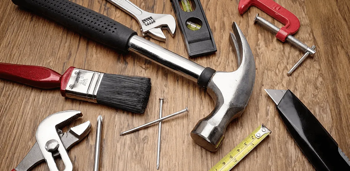 Handyman tools laid out for home repair and maintenance work in Los Angeles, CA