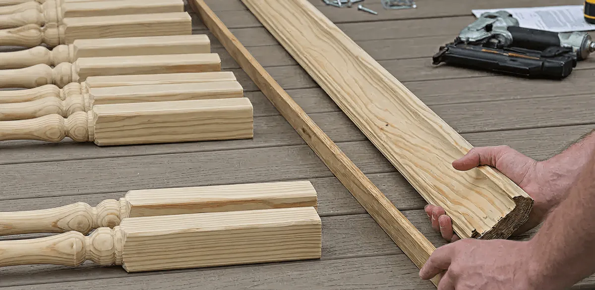Handrail installation materials and wood components for stair rail work in Los Angeles, CA